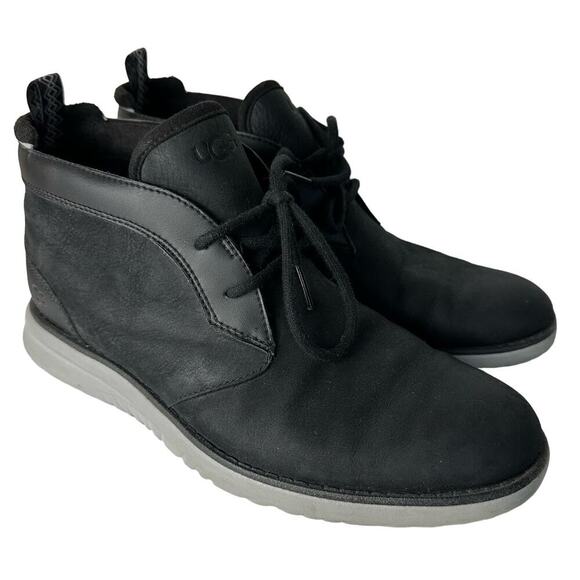 Ugg Boots Union Chukka Leather Waterproof Lace Up Treadlite Charcoal Black 8 - Picture 1 of 11